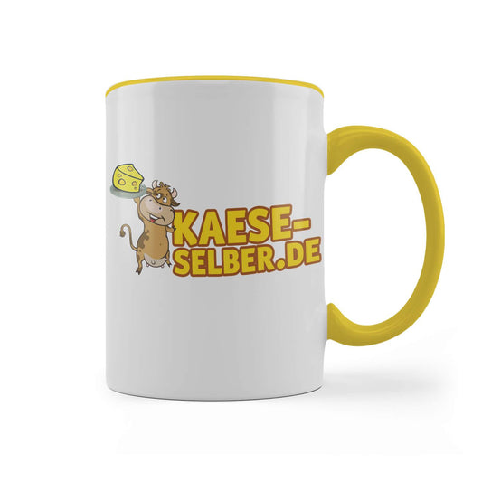 Kaese selber Tasse Weiß-Gelb